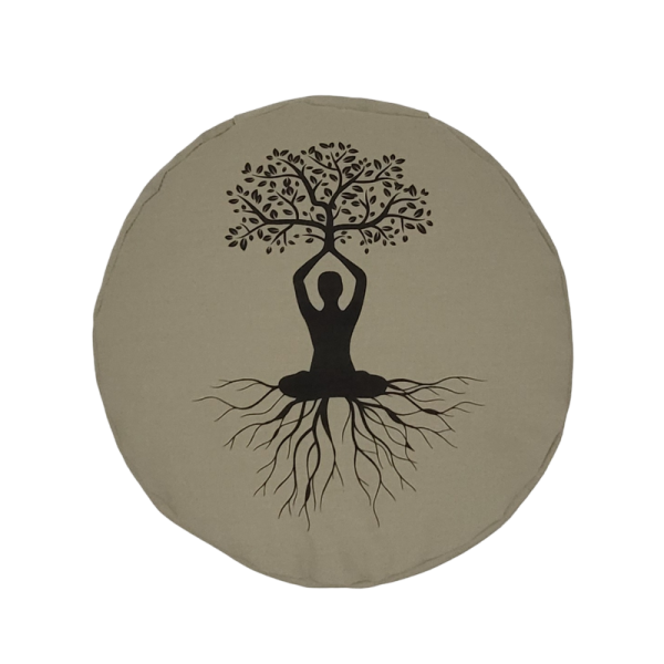 Yogakissen / Meditationskissen "Yoga-Baum-sitzend" in khaki